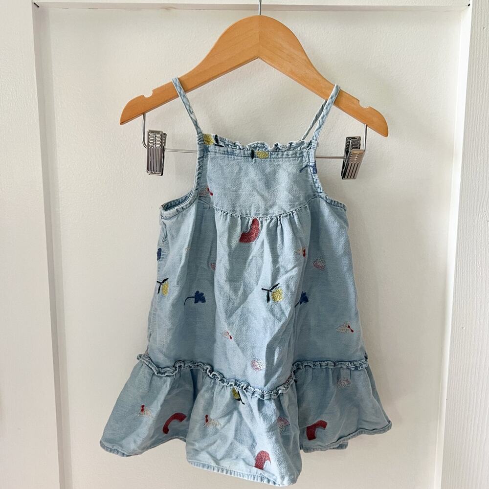 Zara denim embroidered dress 12-18 months